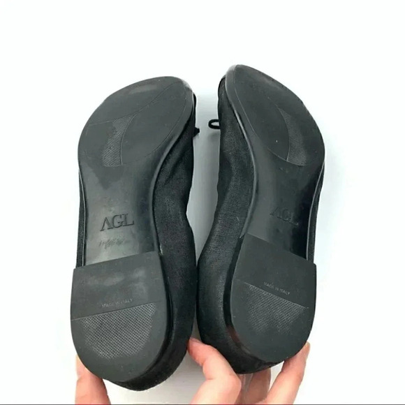 AGL flats size 41 11 black cap toe bow ballet - Picture 7 of 13